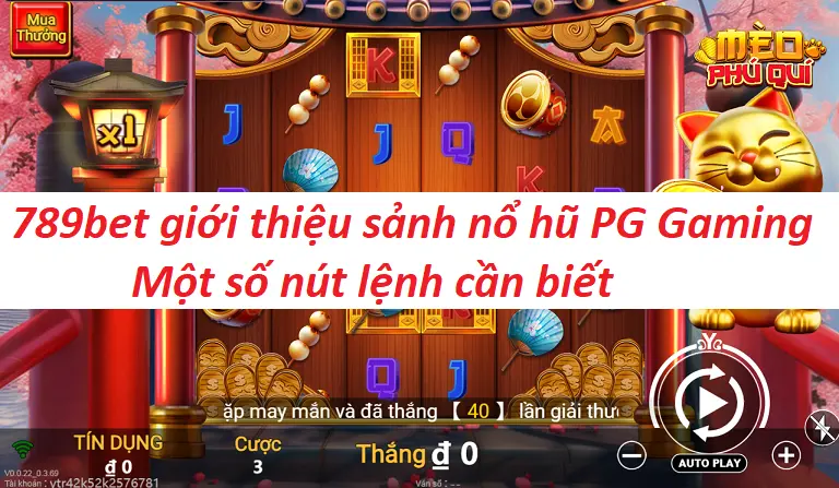 789bet giới thiệu sảnh nổ hũ PG Gaming - Một số nút lệnh cần biết