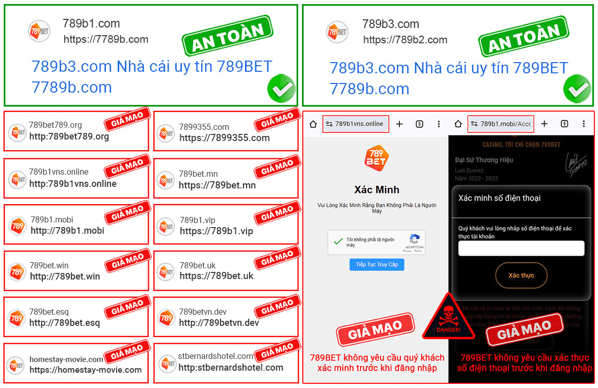 Cảnh báo các trang web giả mạo nhà cái 789B1 com