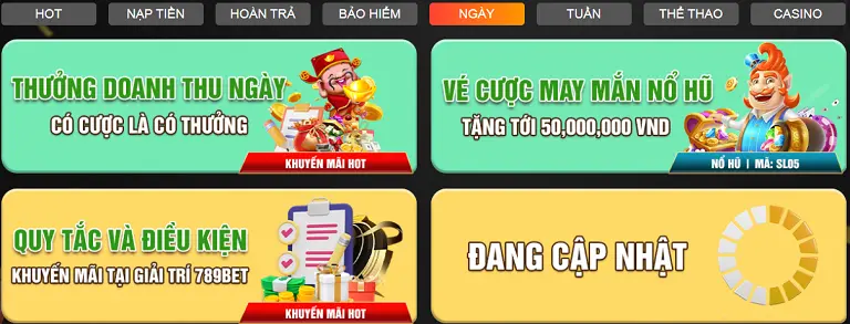 Khuyến mãi 789bet theo ngày