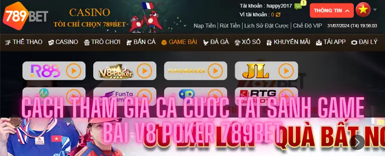 Cách tham gia cá cược tại sảnh game bài v8 poker 789bet